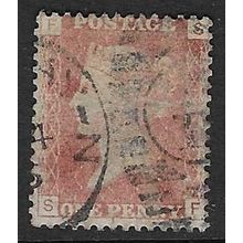 GB 1858 QUEEN VICTORIA 1d RED PLATE 168 USED SG43 / 44 " SF "