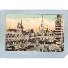 New York Coney Island Amusement Park Postcard Luna Park General View Of In~442