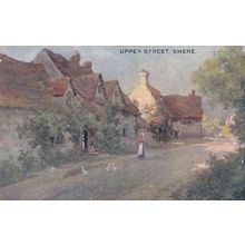 Upper Street Shere Surrey Antique Painting Postcard