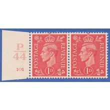 GB KGVI 1941 1d PALE SCARLET SG486 MOUNTED MINT PAIR CONTROL P44 101
