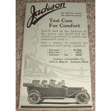 1913 Jackson Car Ad, Test Cars for Comfort!!!