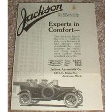 1913 Jackson Car Ad, Experts in Comfort NICE!