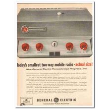 GENERAL ELECTRIC COMPANY 1959 smallest two-way mobile radio vintage ad