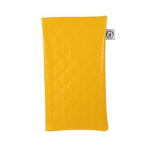 Faux Leather Snap Top Glasses Sunglasses Case Holder Pouch (Yellow)