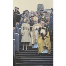 Princess Diana & Prince Charles at St Davids Wales Priest 1981 Postcard