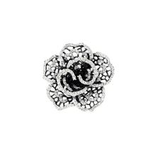 925 Sterling Silver Blacked Rose Flower CZ Extra Large Ring Size 5.75