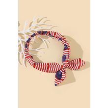 Fiery Red American Flag Bowknot Elastic Headband
