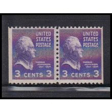 807 3c Thomas Jefferson Fine MNH BPS Hor Pair KA7412
