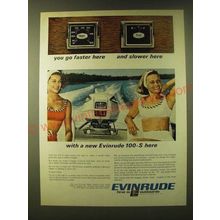 1966 Evinrude 100-S Outboard Motor Ad - You go faster here and slower here