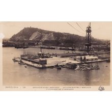 Montjuich Station Maritime Military Ship Base Barcelona Old Postcard