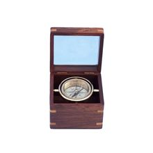 Solid Brass Lifeboat Compass w/ Rosewood Box 5""