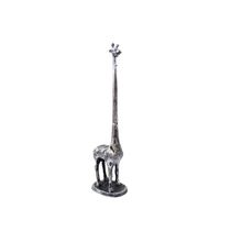 Rustic Silver Cast Iron Giraffe Extra Toilet Paper Stand 19"