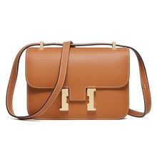 Women Genuine Leather Crossbody Bag Luxury Handbag Brown