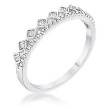 14Ct Rhodium Plated CZ Mini Crown Stackable Band