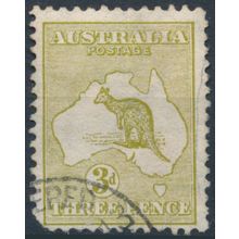 Roo: 3d Yellow Olive - Australia 1913 - FH - SG 5c