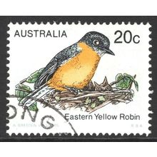 AUSTRALIA 1979: BIRDS DEFINITIVES - 20c EASTERN YELLOW ROBIN USED (G5)