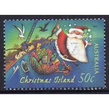 Christmas Island 2007 Christmas - Santa Arriving by Crane 50c Used