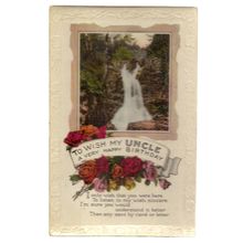 TO WISH MY UNCLE A VERY HAPPY BIRTHDAY. used antique postcard not posted