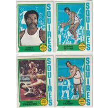 FOUR 1974-75 Topps Virginia Squires cards 198, 233, 243, 258