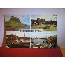 multiview, NORTHUMBRIAN RIVIERA, NORTHUMBERLAND used postcard 1974 pm =