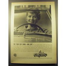 1959 Austin Healey 3000 Car Ad - Put your foot down - and live