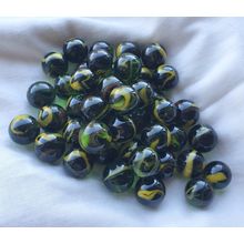 STEGOSAURUS *DISCONTINUED 25 Glass Marbles, Clear Green Red & Yellow Swirl, 16mm