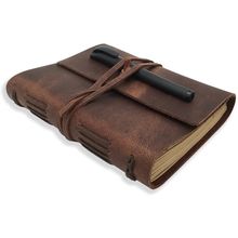 Leather Journal Writing Notebook - Genuine Leather Bound Daily Notepad for Men &