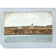 ME West Quoddy Head Lighthouse Postcard West Quoddy Head Light lighthouse_~391