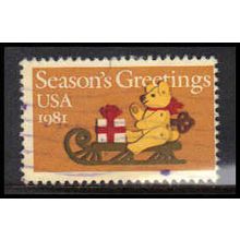 Used 1940 20c 20c Teddy Bear and Sleigh Average Plus W4594