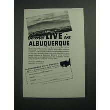 1942 Albuquerque Civic Council, New Mexico Ad - Come Live In
