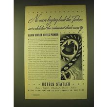 1933 Hotels Statler Ad - No more buying back the Fedora