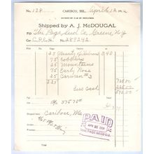 ME Caribou Letterhead / Billhead A. J. McDougal me_album, ~29