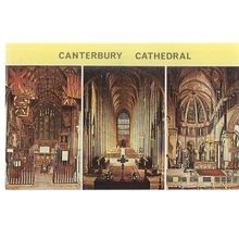 multiview, CANTERBURY CATHEDRAL unused vintage postcard by Plastichrome 1966 =