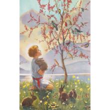 Morning Carol Rabbits at Daybreak Margaret Tarrant Medici Postcard
