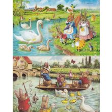 The Cygnets Fun On The River Medici Squirrels Boat 2x Postcard s
