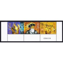 Macao Macau Vasco da Gama 1498 Strip of 3v Control Number 1998 MNH