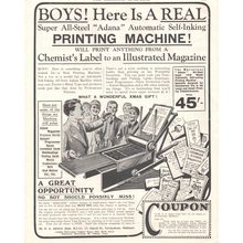 ADANA PRINTING PRESS / MACHINE :- Original Vintage 1938 Magazine Advert