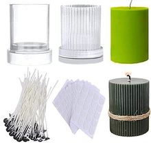 MEAOR 2 Cylindrical Pillar Plastic Candle Moulds with 50 Pre-Waxed Wicks