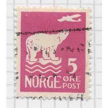 NORWAY 1925 POLAR BEAR PLANE ABOVE 5ore USED FLIGHT AMUNDSEN NORTH POLE SG169
