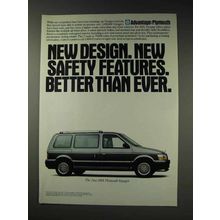 1991 Plymouth Voyager Minivan Ad - Safety Features