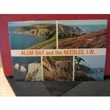 multiview, ALUM BAY & THE NEEDLES, Isle of Wight used postcard by Nigh 1979 pm =