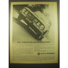 1966 Alfa Romeo 2600 Sprint Ad - Alas! It does 55mph more than the law allows!