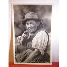 PLATTENWEIBLE photograph by Michel Seppe art. unused postcard old lady smoking =