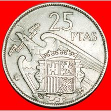 Ⰶ GENERALISSIMO FRANCO (1936-1975): SPAIN ★ 25 PESETAS 1967★LOW START★NO RESERVE