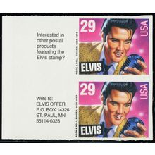 2721a, Mint NH 29¢ Elvis - Imperforate Error Pair - Stuart Katz