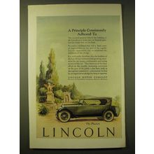 1924 Lincoln Phaeton Car Ad - A principle consistently adhered to