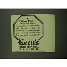 1949 Keen's English Chop House Ad - A Show Place