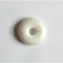 White Round Jade Pendant Donut 40mm diameter Necklace Gemstone jewel gift