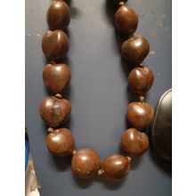 womens long nut necklace on ribbon