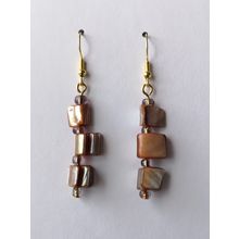 Natural Irregular Brown Abalone Shell Earrings Gold Plated Hooks